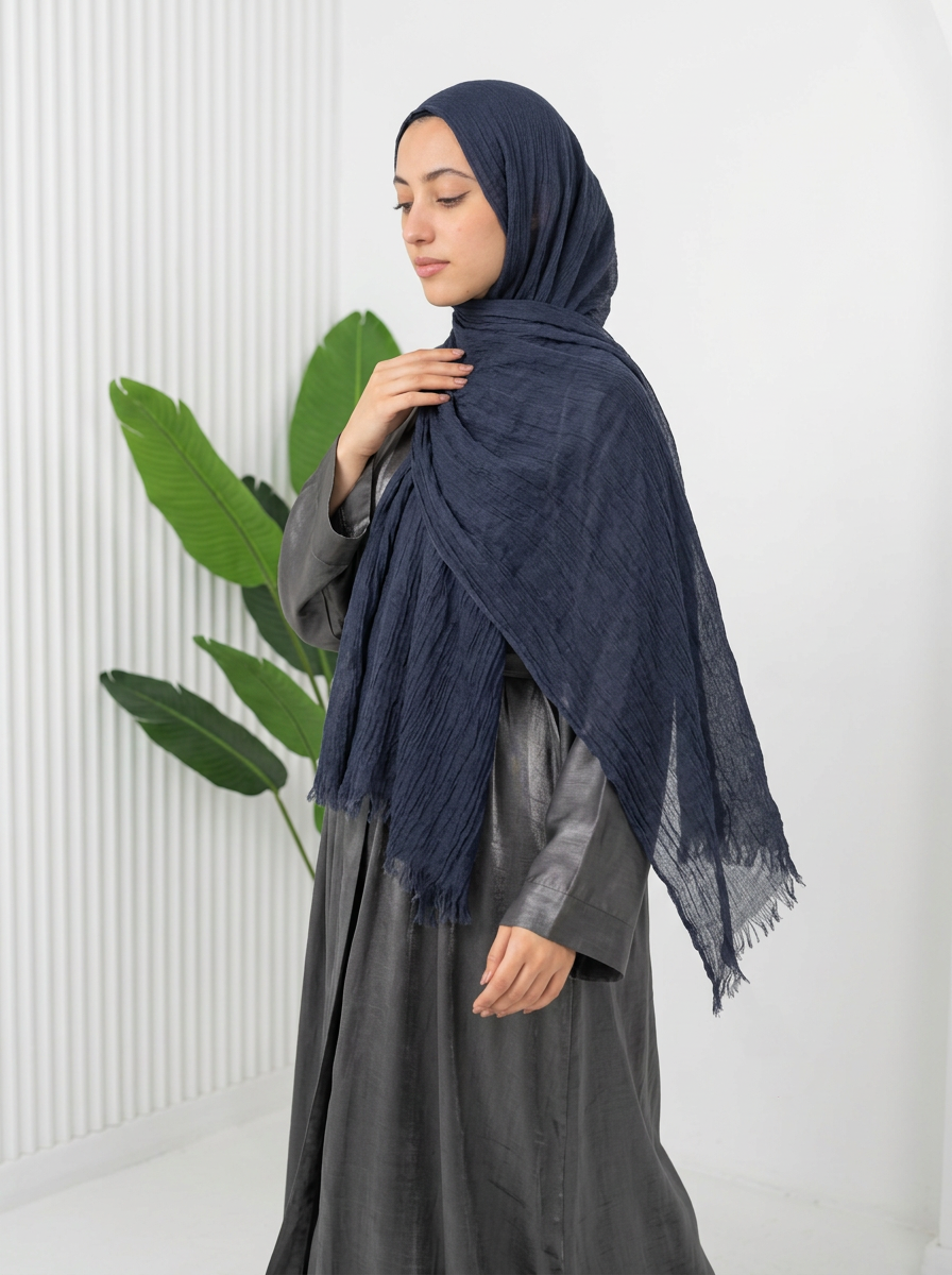 Elegant Thai Scarf Navy Blue