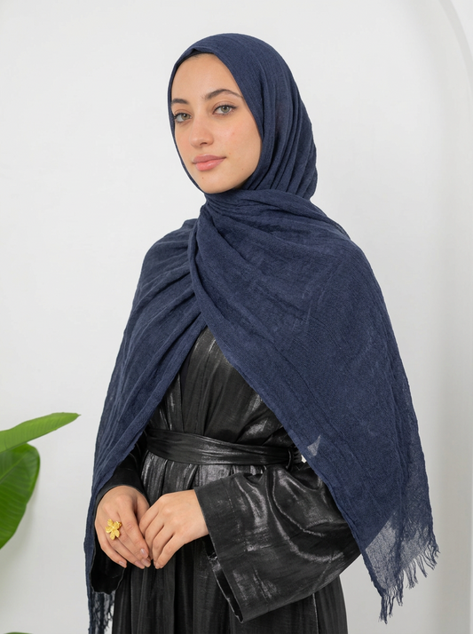 Elegant Thai Scarf Navy Blue
