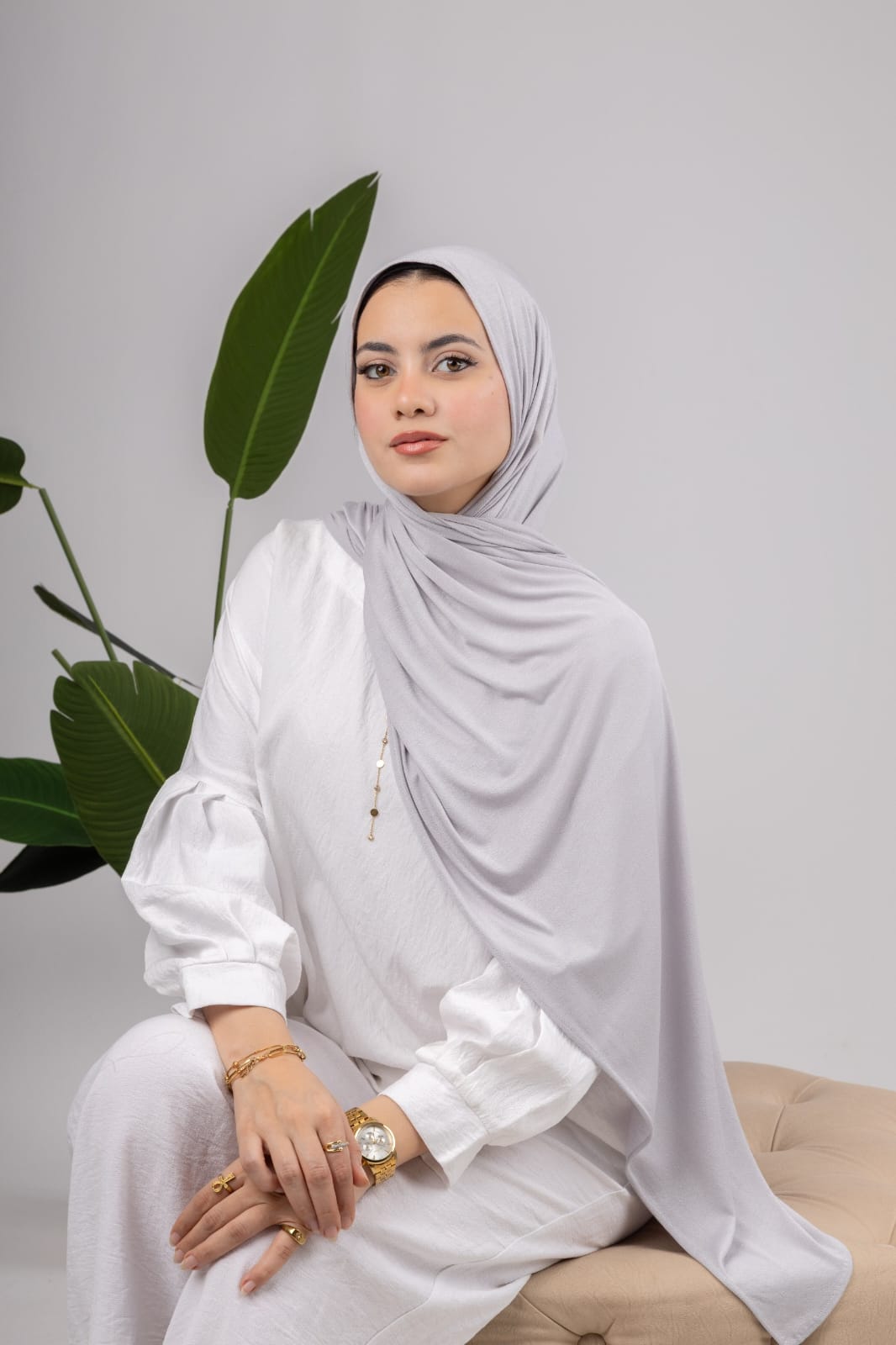 Pure Jersey Kuwaiti Scarf in Grey #Color_Grey
