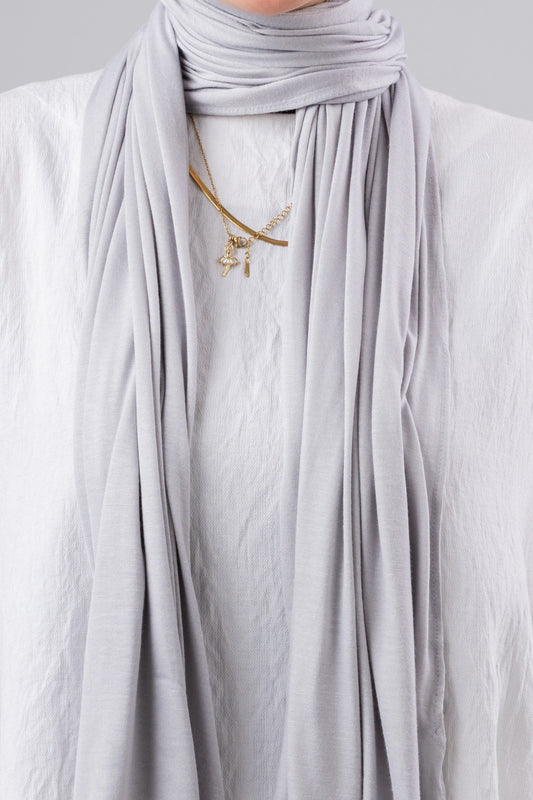 Jel Scarf and Bonnet Set in Grey #Color_Grey