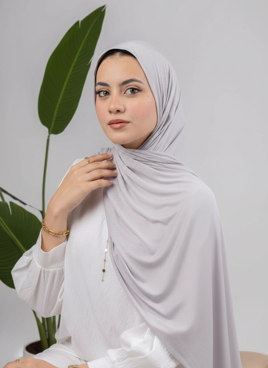 Pure Jersey Kuwaiti Scarf in Grey #Color_Grey