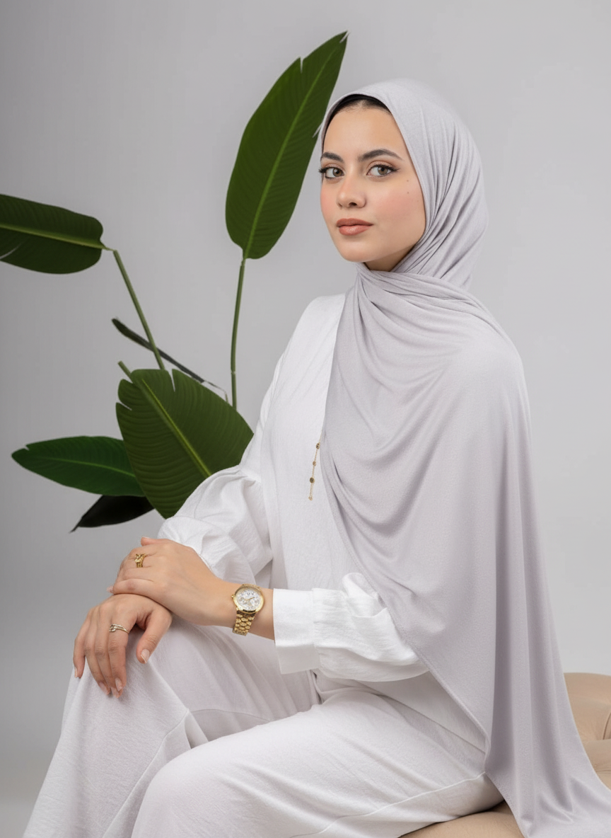 Pure Jersey Kuwaiti Scarf in Grey #Color_Grey