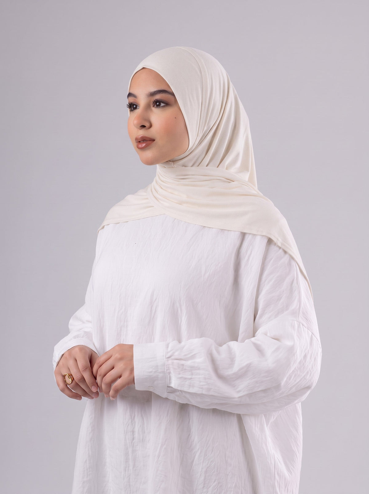 Quick Wrap Hijab in Light Beige #Color_Light Beige