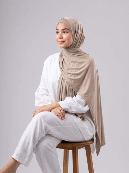 Jel Scarf and Bonnet Set in Light Cafe #Color_Light Cafe