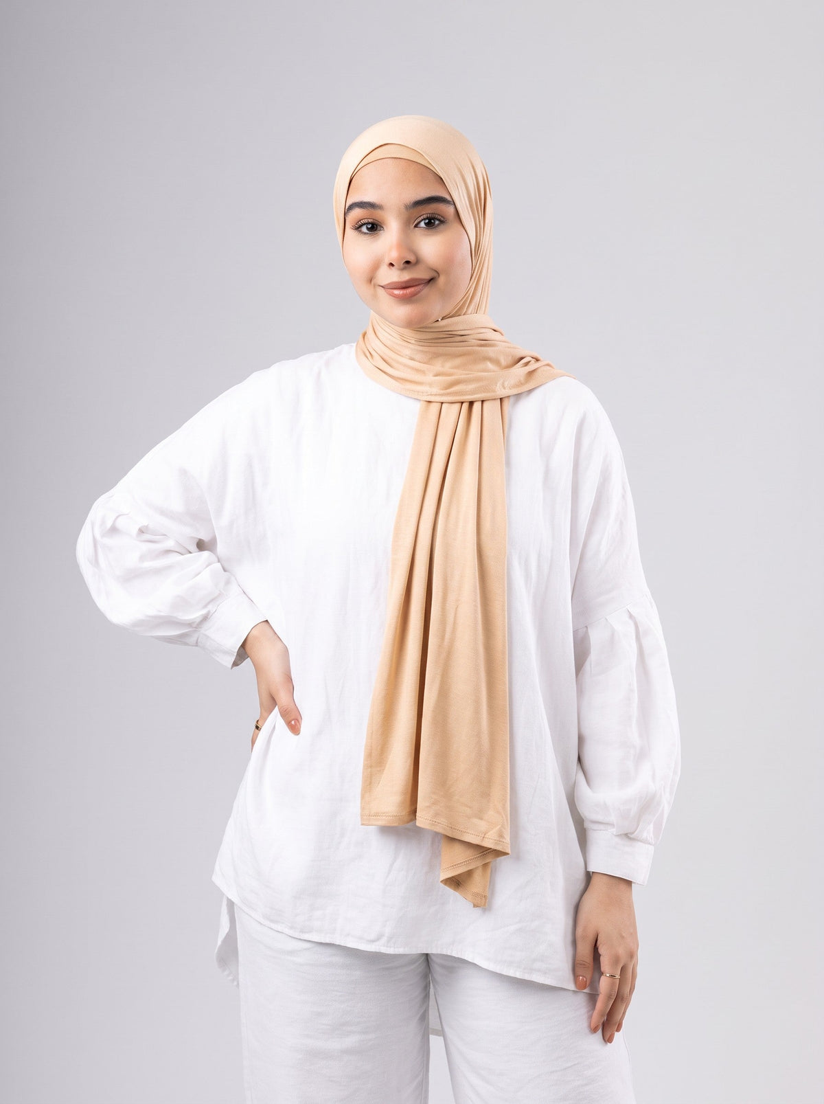 Jel Scarf and Bonnet Set in Light Simon #Color_Light Simon