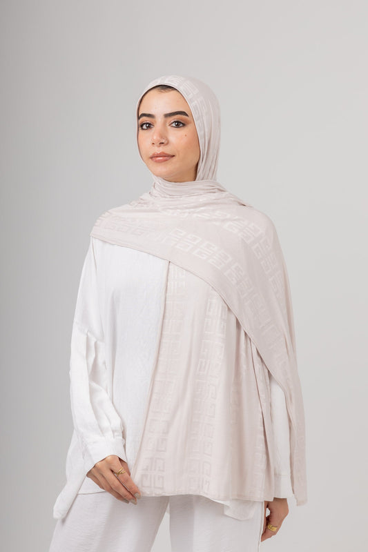 Maze Kuwaiti Scarf in Light Beige #Color_Light Beige