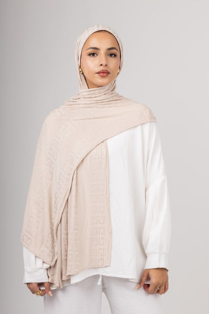 Maze Kuwaiti Scarf in Light Beige #Color_Light Beige