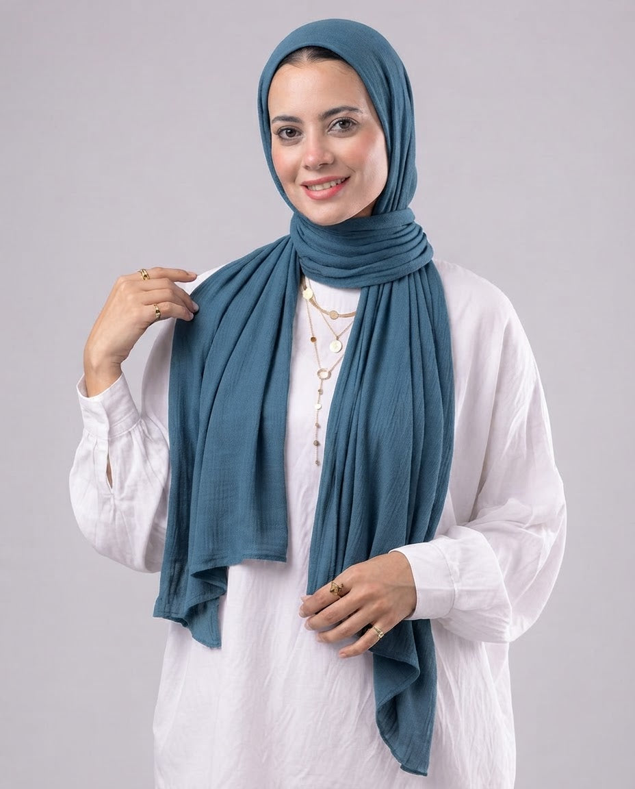 Lulua Plain Cotton Scarf - Teal