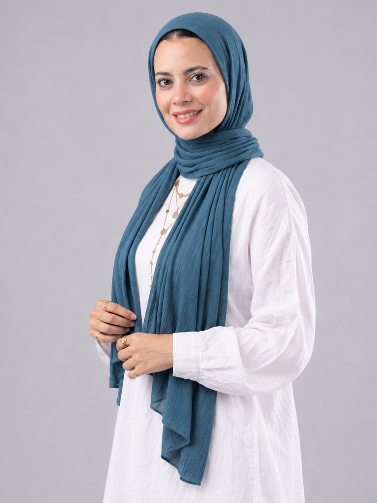 Lulua Plain Cotton Scarf - Teal