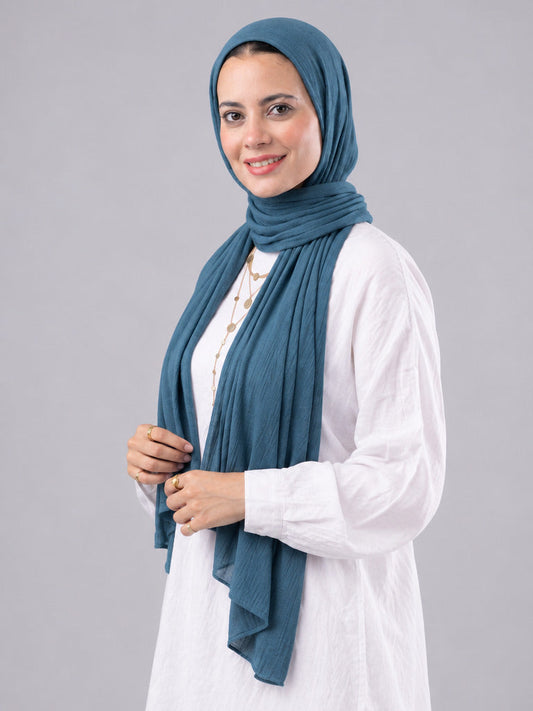 Lulua Plain Cotton Scarf - Teal