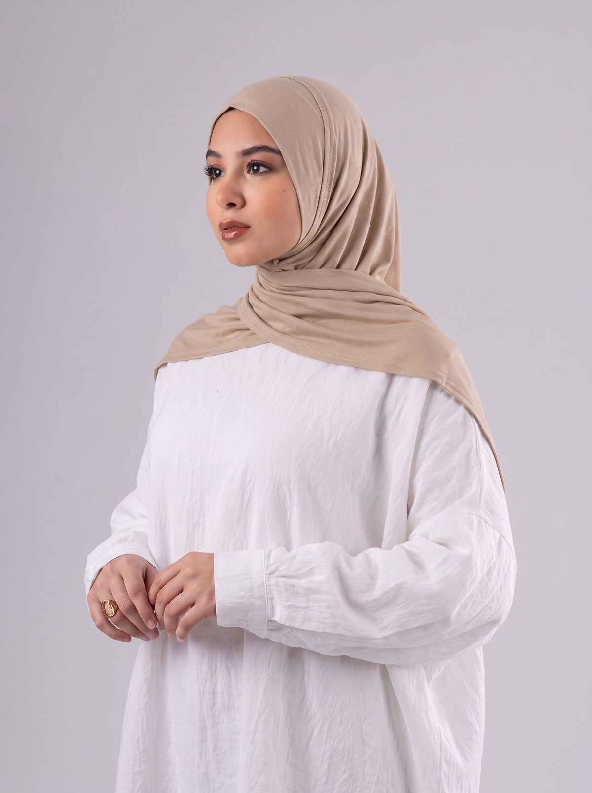 Quick Wrap Hijab in Medium Beige #Color_Medium Beige
