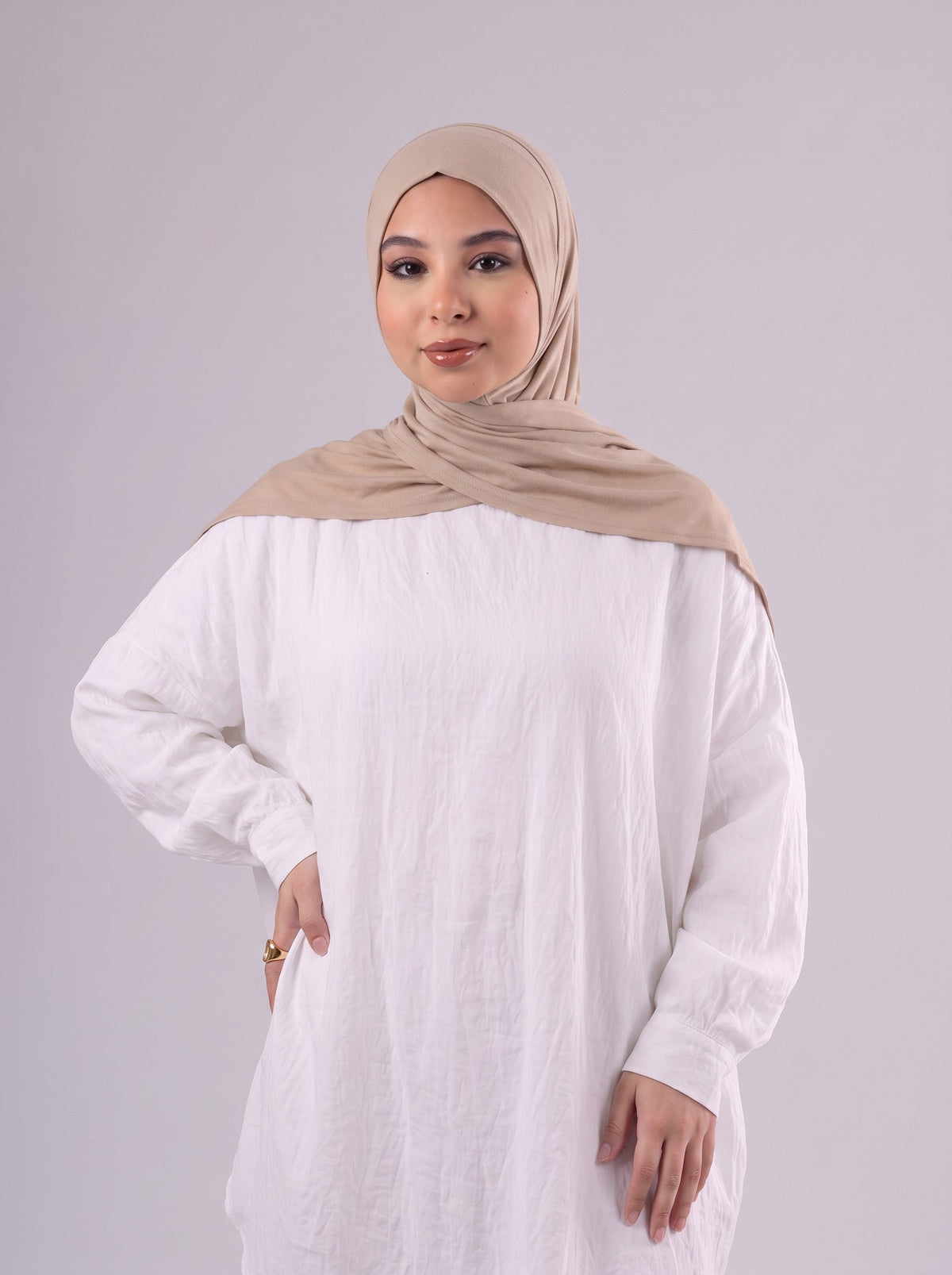 Quick Wrap Hijab in Medium Beige #Color_Medium Beige