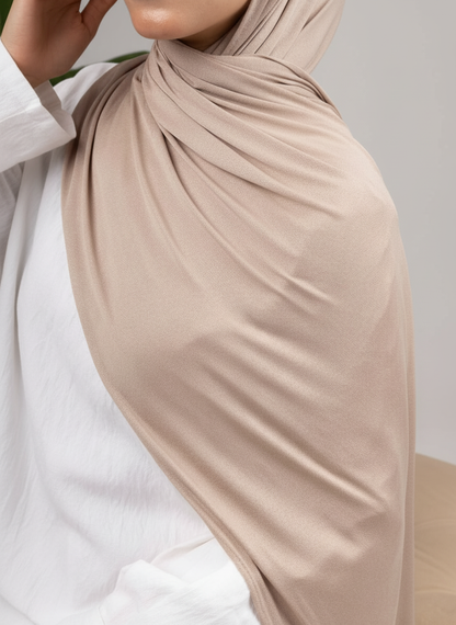 Pure Jersey Kuwaiti Scarf in Medium Beige #Color_Medium Beige
