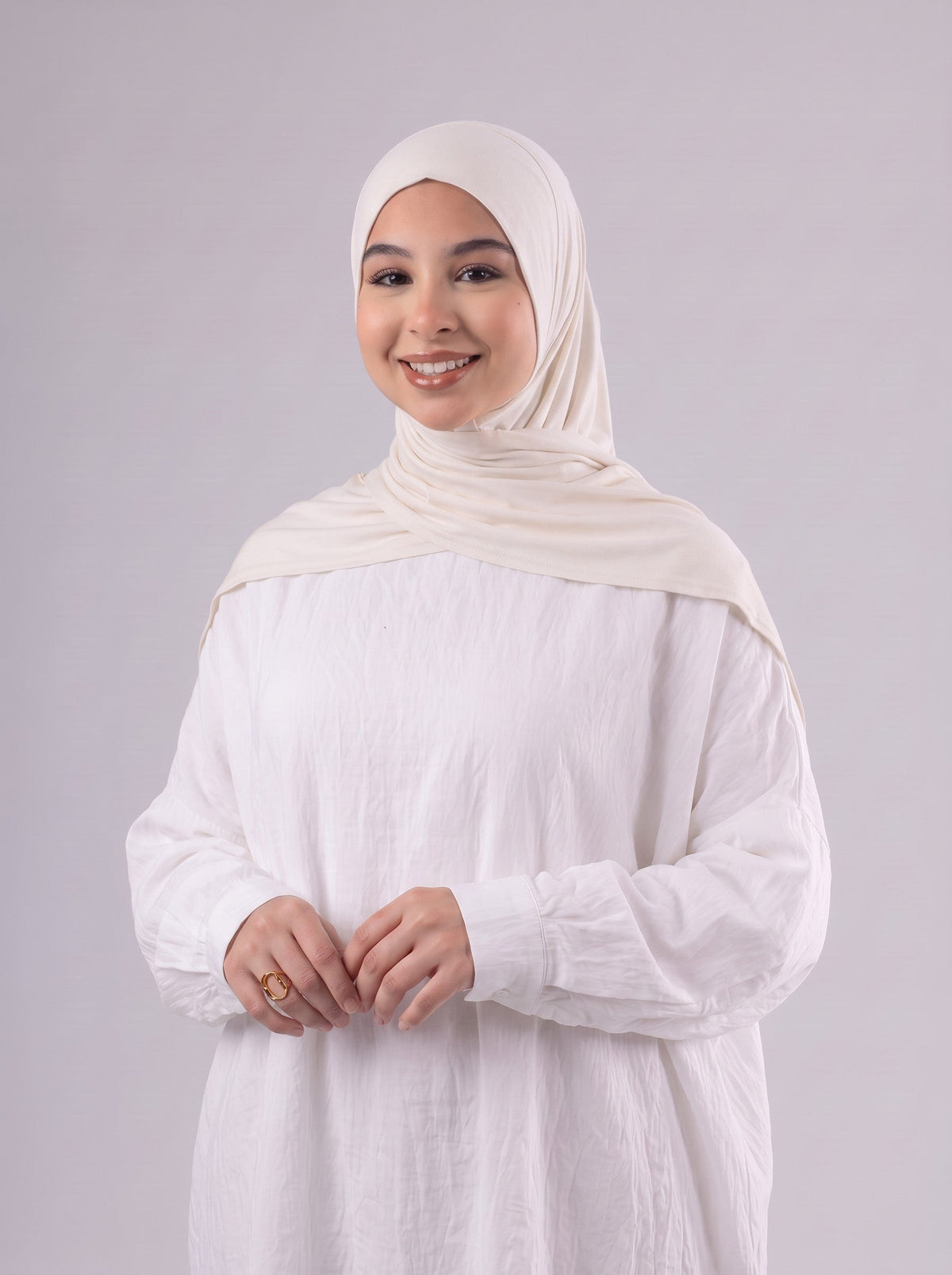 Quick Wrap Hijab in Off White #Color_Off White