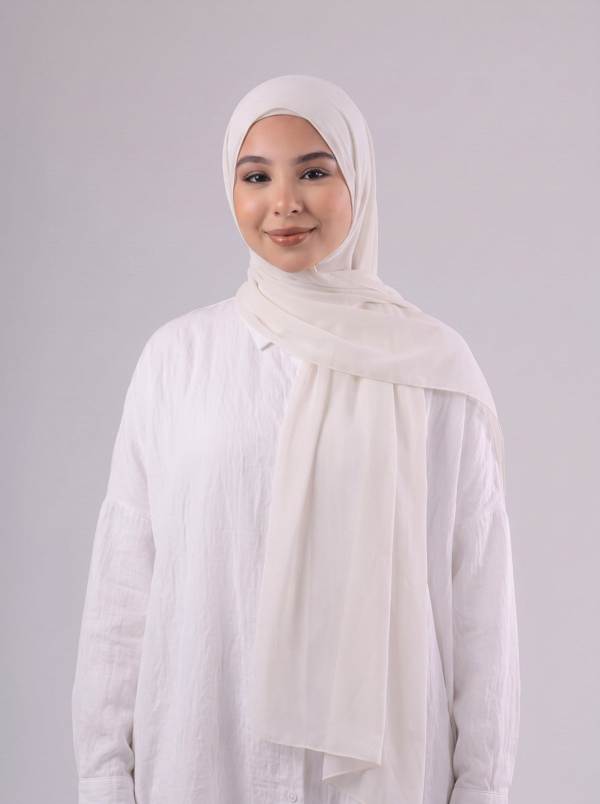 Quick Wrap Hijab in Off White #Color_Off White