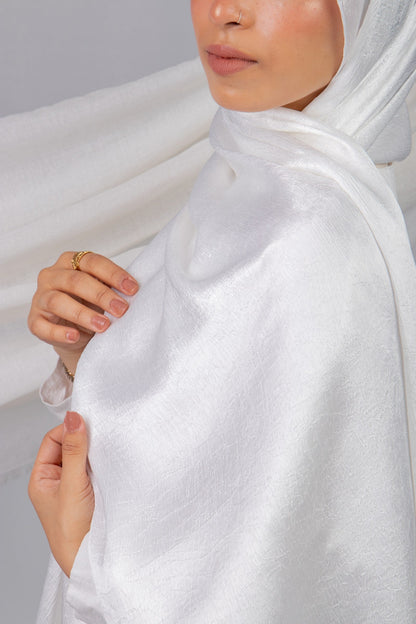 Moon Glow Crushed Satin Scarf in Off White #Color_Off White