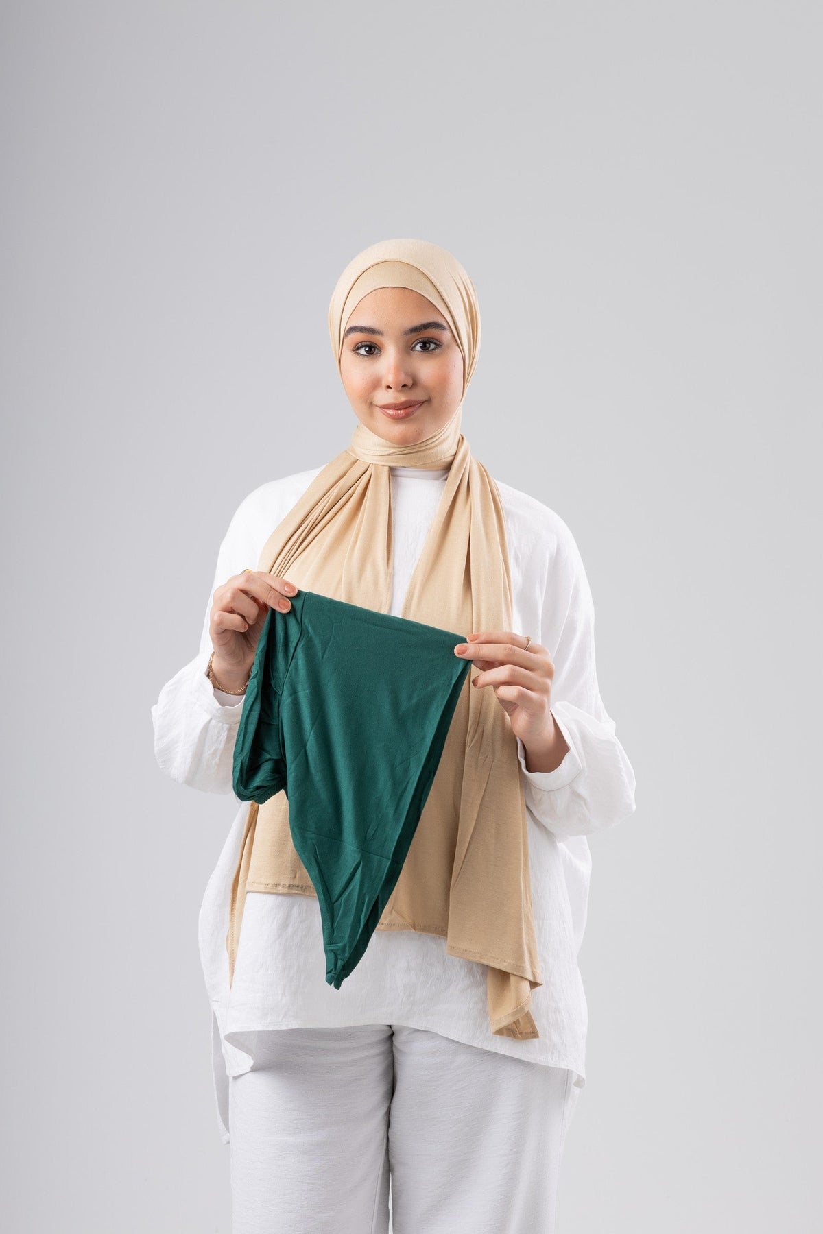 Jel Scarf and Bonnet Set in Olive #Color_Olive