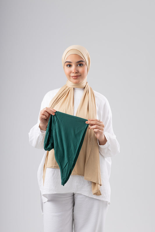 Jel Scarf and Bonnet Set in Olive #Color_Olive