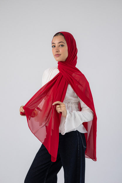 Plain Chiffon Blood Red