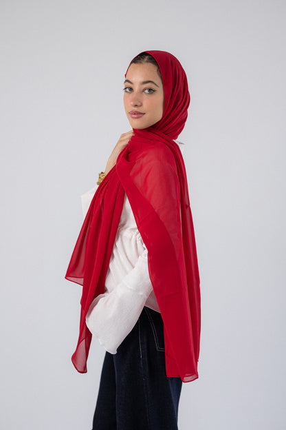 Plain Chiffon Blood Red