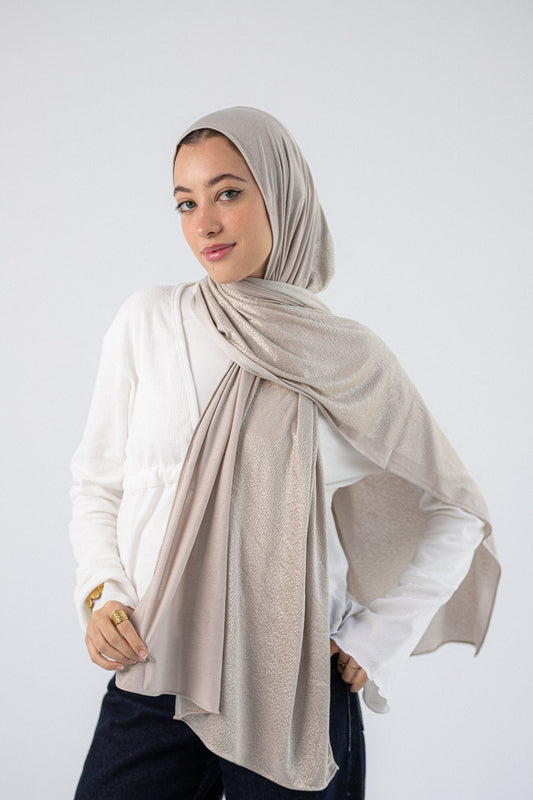 Shiny Jacquard Scarf Gold