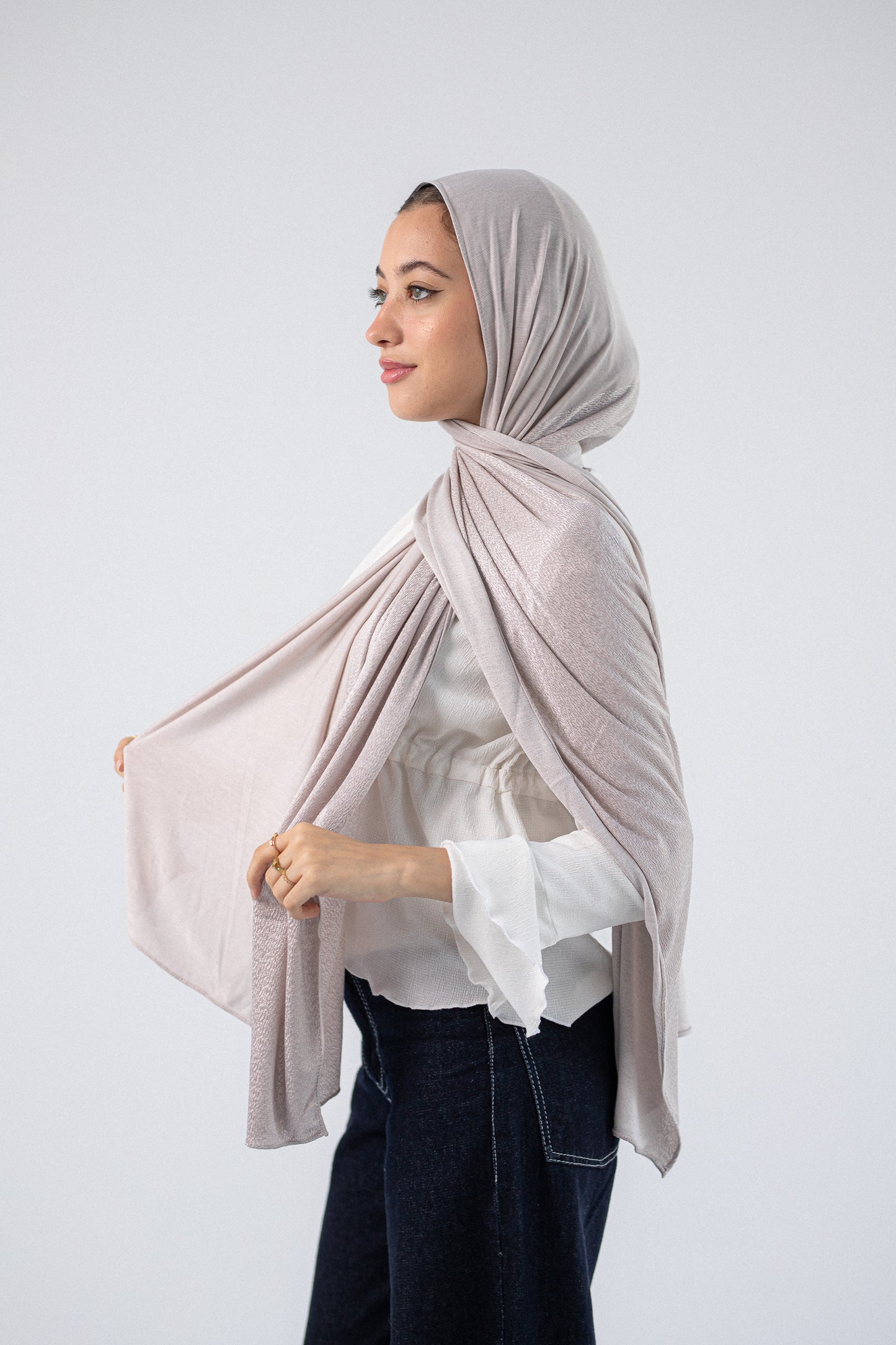 Shiny Jacquard Scarf Bronze