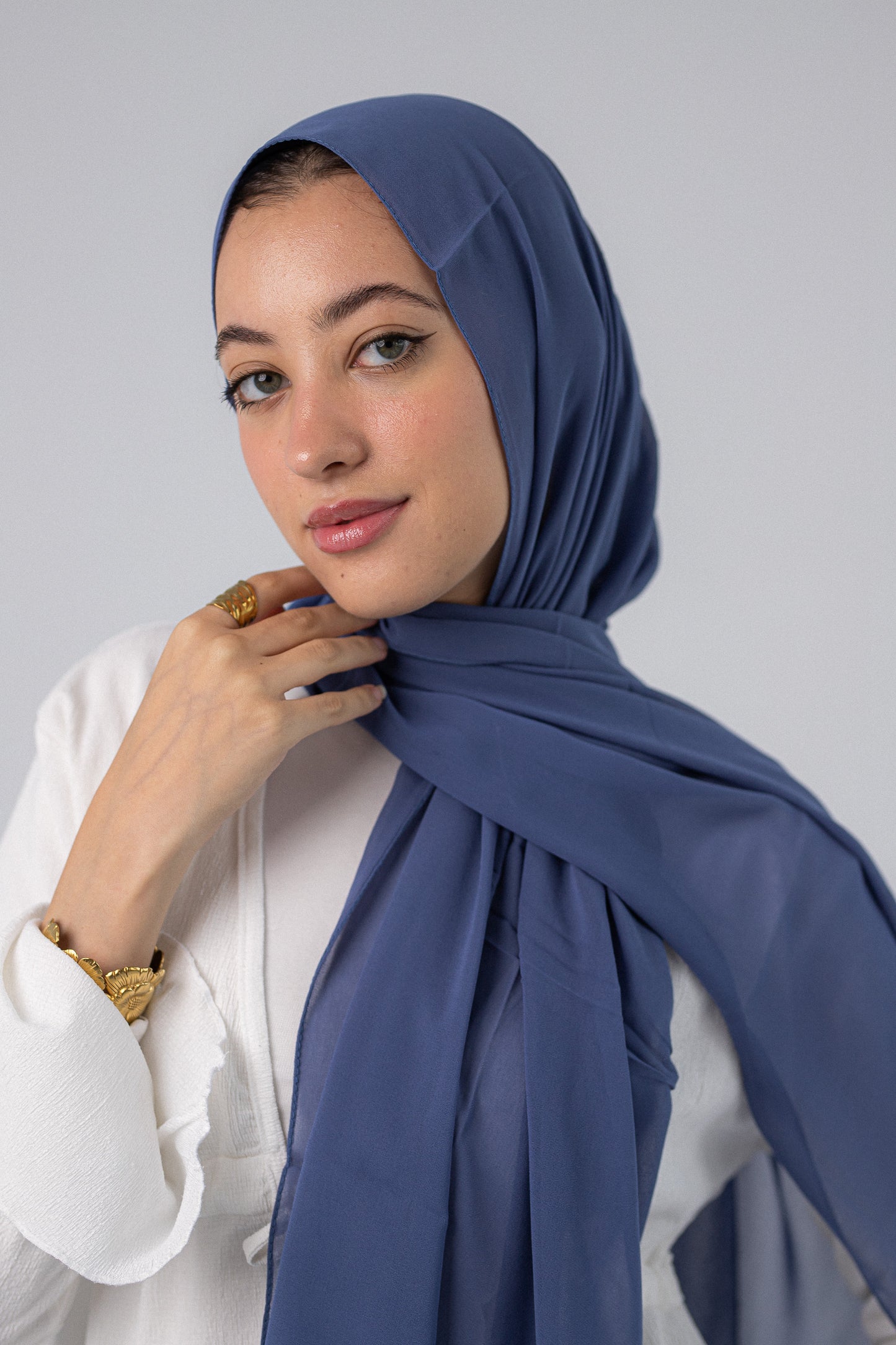 Plain Chiffon Smoky Blue