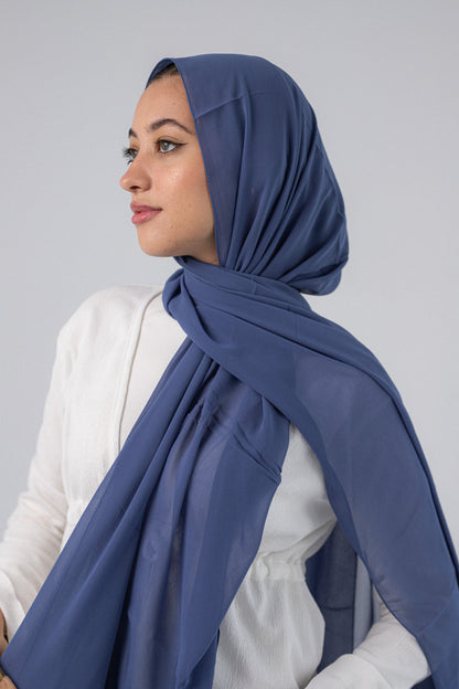 Plain Chiffon Smoky Blue