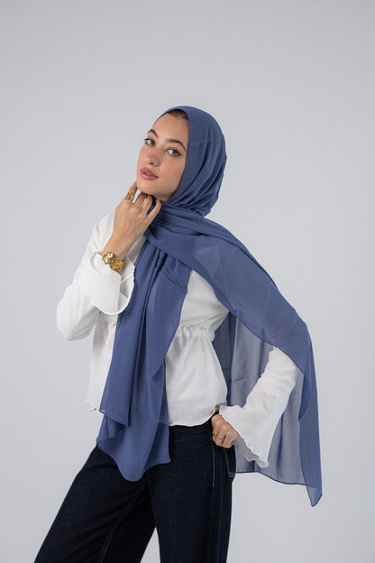 Plain Chiffon Smoky Blue