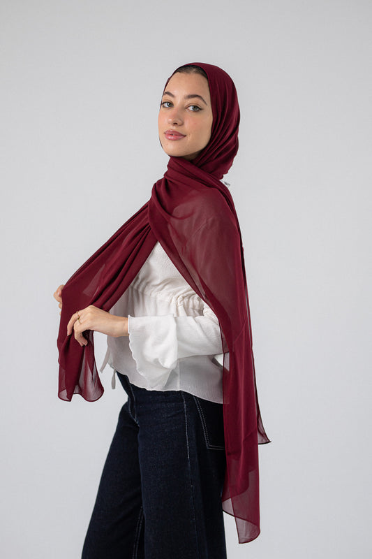 Plain Chiffon Dark Maroon