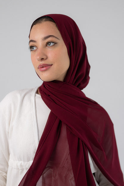 Plain Chiffon Dark Maroon
