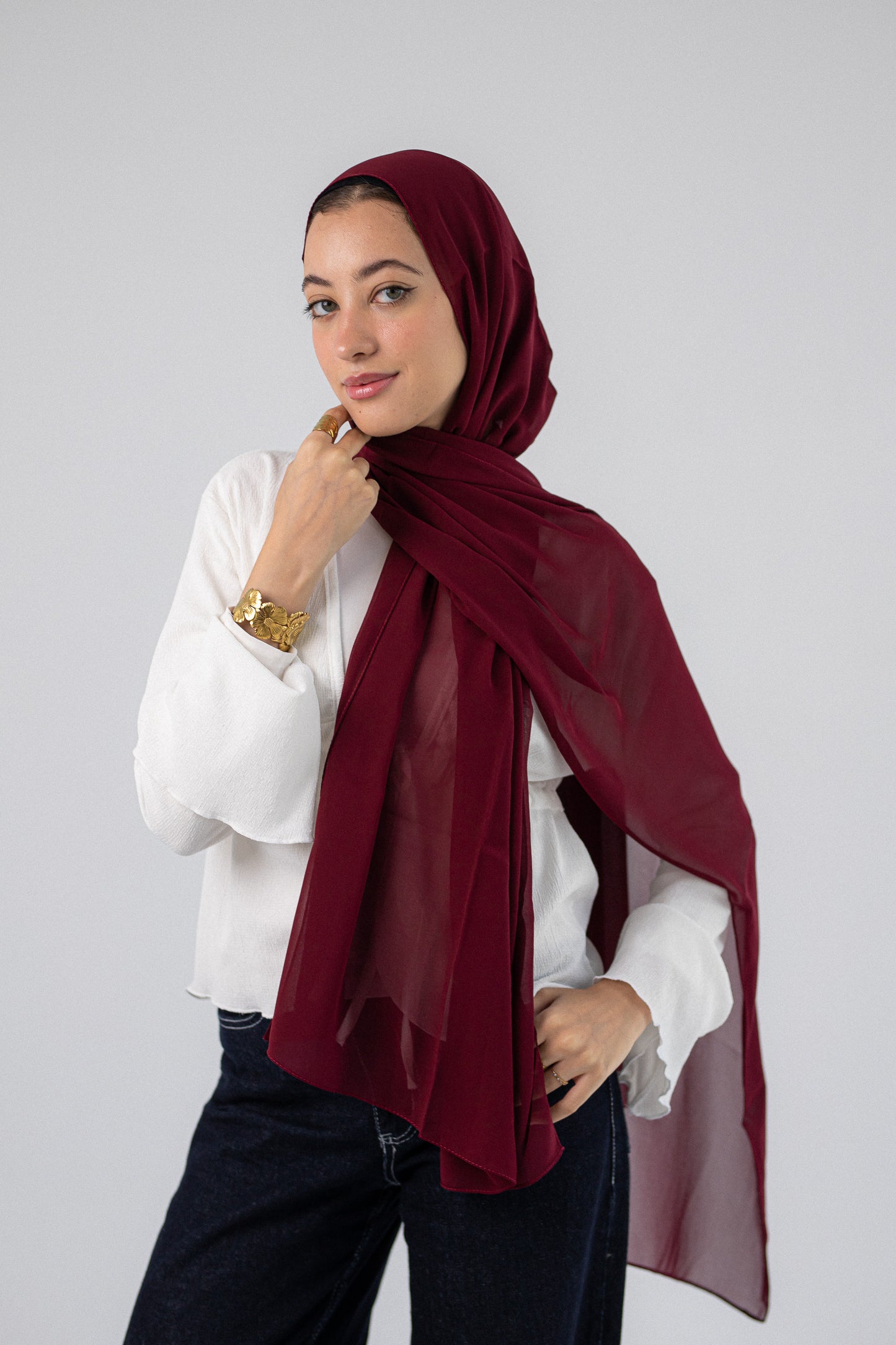 Plain Chiffon Dark Maroon
