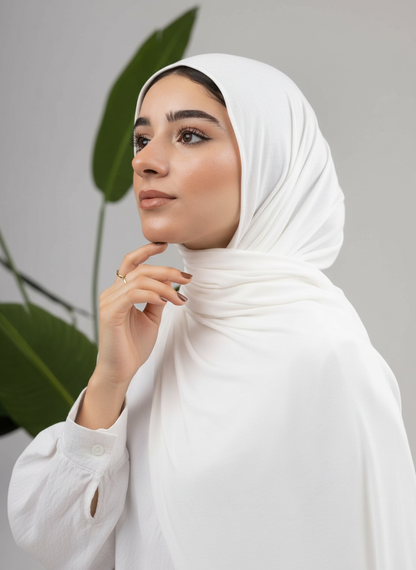 Pure Jersey Kuwaiti Scarf in White #Color_White