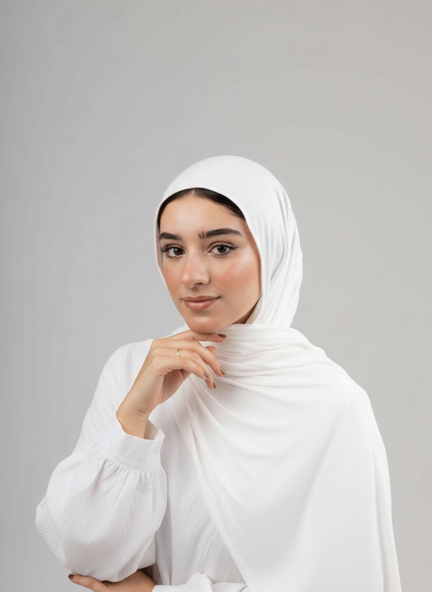 Pure Jersey Kuwaiti Scarf in White #Color_White