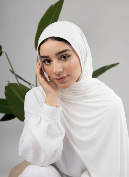Pure Jersey Kuwaiti Scarf in White #Color_White