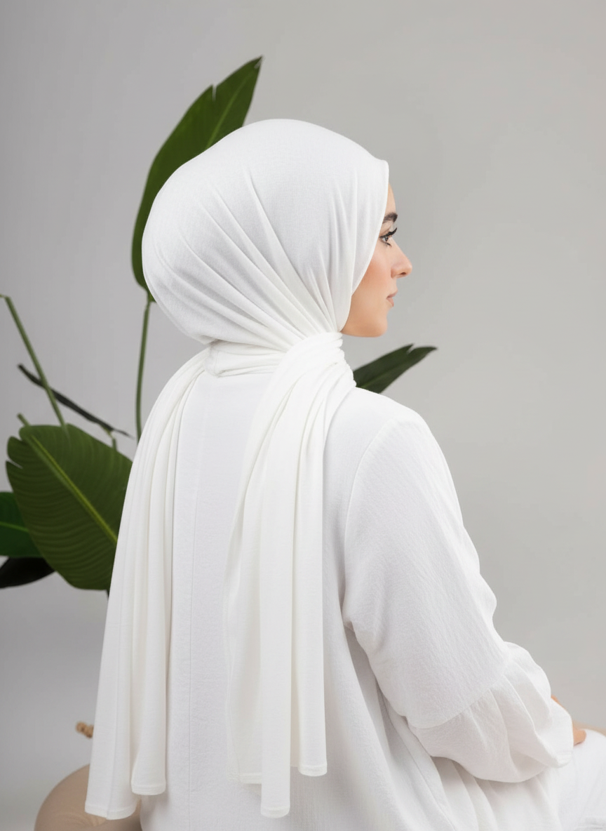 Pure Jersey Kuwaiti Scarf in White #Color_White